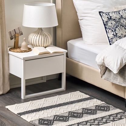 Handwoven Geometric Area Rug 80 x 150 Beige Grey Wool