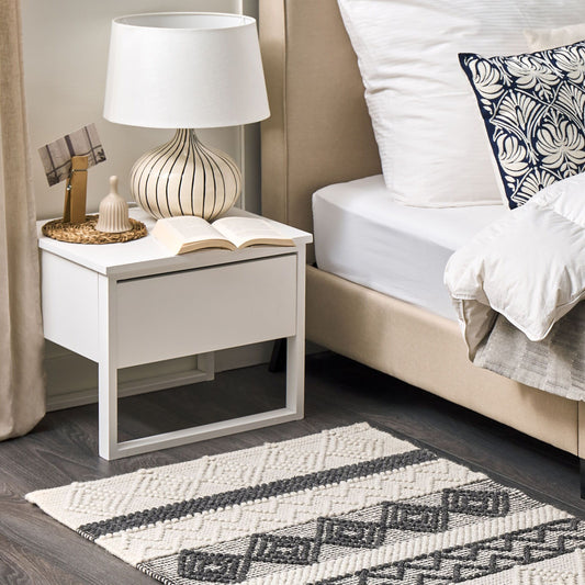 Handwoven Geometric Area Rug 80 x 150 Beige Grey Wool
