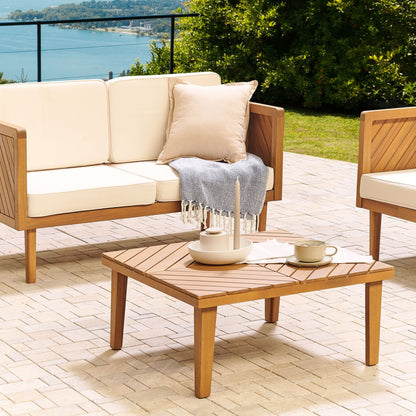 Outdoor Coffee Table Light Acacia Wood 70 x 70 Slatted Top