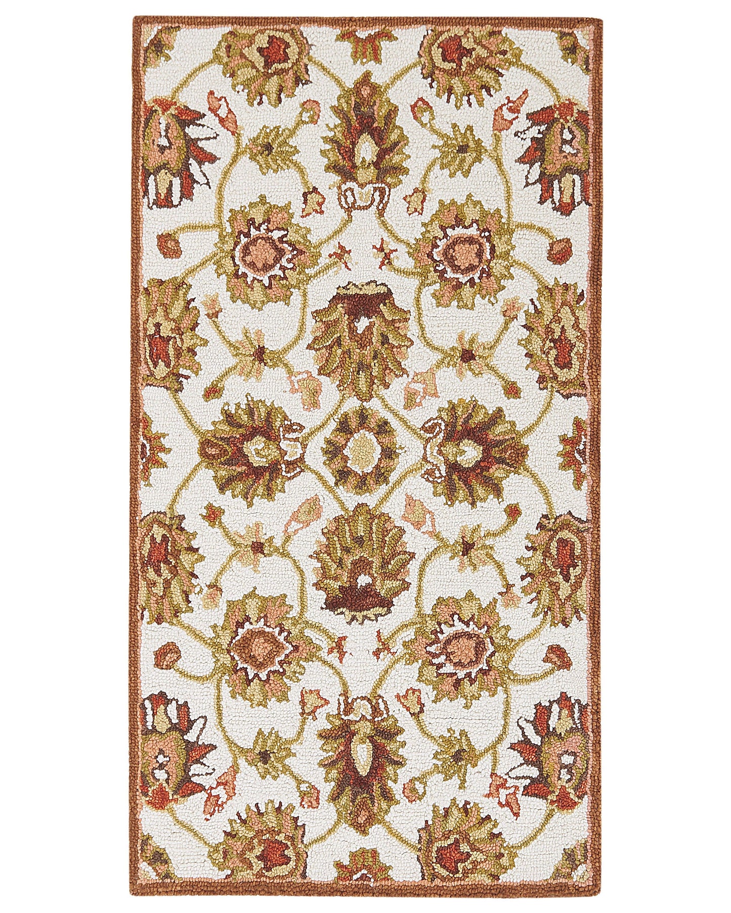 Hand-Tufted Wool Area Rug Beige Brown 80 x 150cm Thick Dense Pile Oriental Pattern
