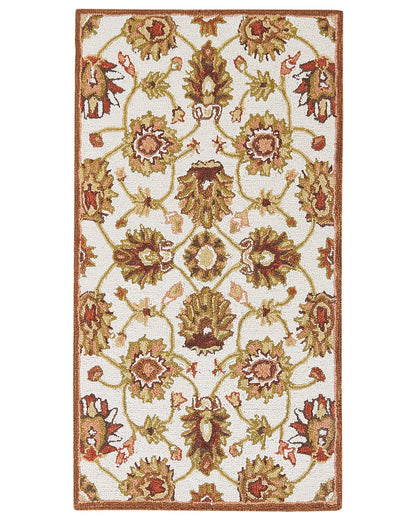Hand-Tufted Wool Area Rug Beige Brown 80 x 150cm Thick Dense Pile Oriental Pattern