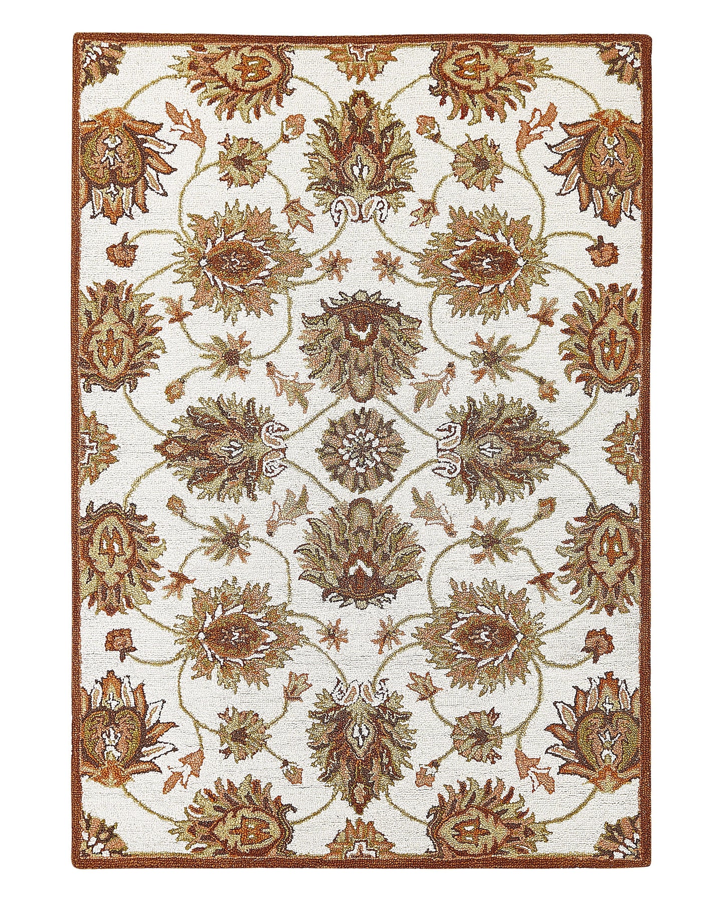 Heritage Wool Area Rug 140 x 200 Beige Brown Oriental Hand Tufted