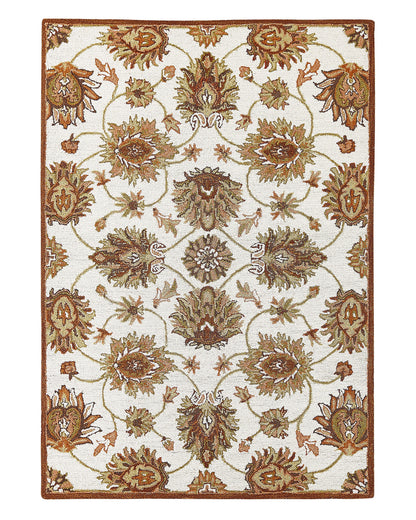 Heritage Wool Area Rug 140 x 200 Beige Brown Oriental Hand Tufted