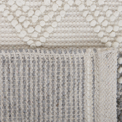 Handwoven Area Rug 80 x 150cm Light Beige Grey Wool Polyester Geometric Boho