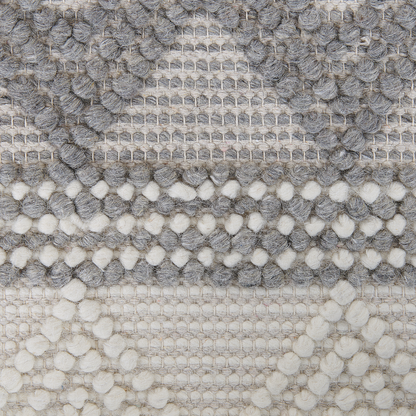 Handwoven Area Rug 80 x 150cm Light Beige Grey Wool Polyester Geometric Boho