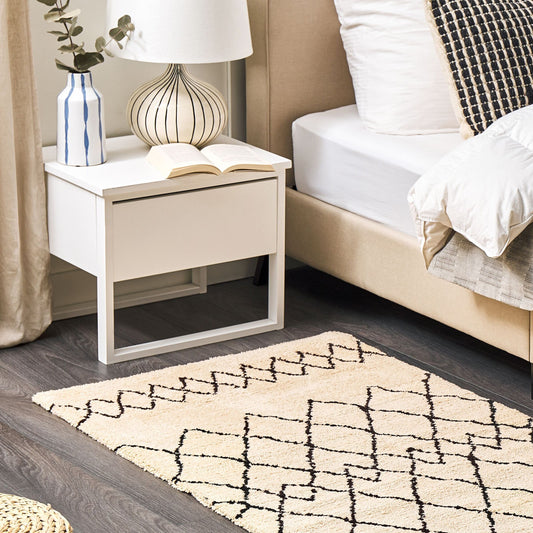 Geometric Beige Black Area Rug 80 x 150cm