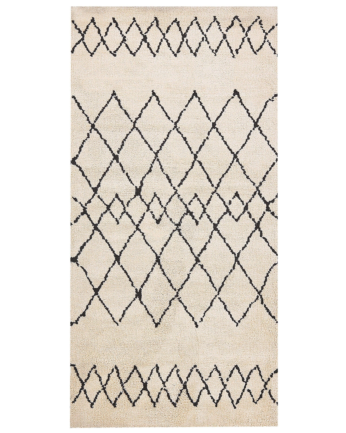 Geometric Beige Black Area Rug 80 x 150cm