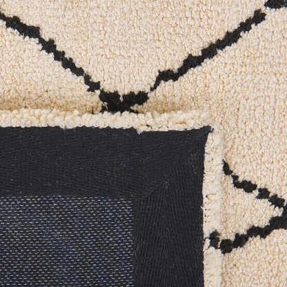 Geometric Beige Black Area Rug 80 x 150cm