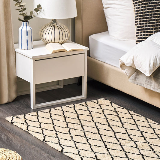Beige and Black Geometric Area Rug 80 x 150cm Modern Living