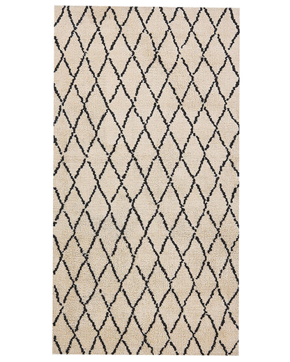 Beige and Black Geometric Area Rug 80 x 150cm Modern Living