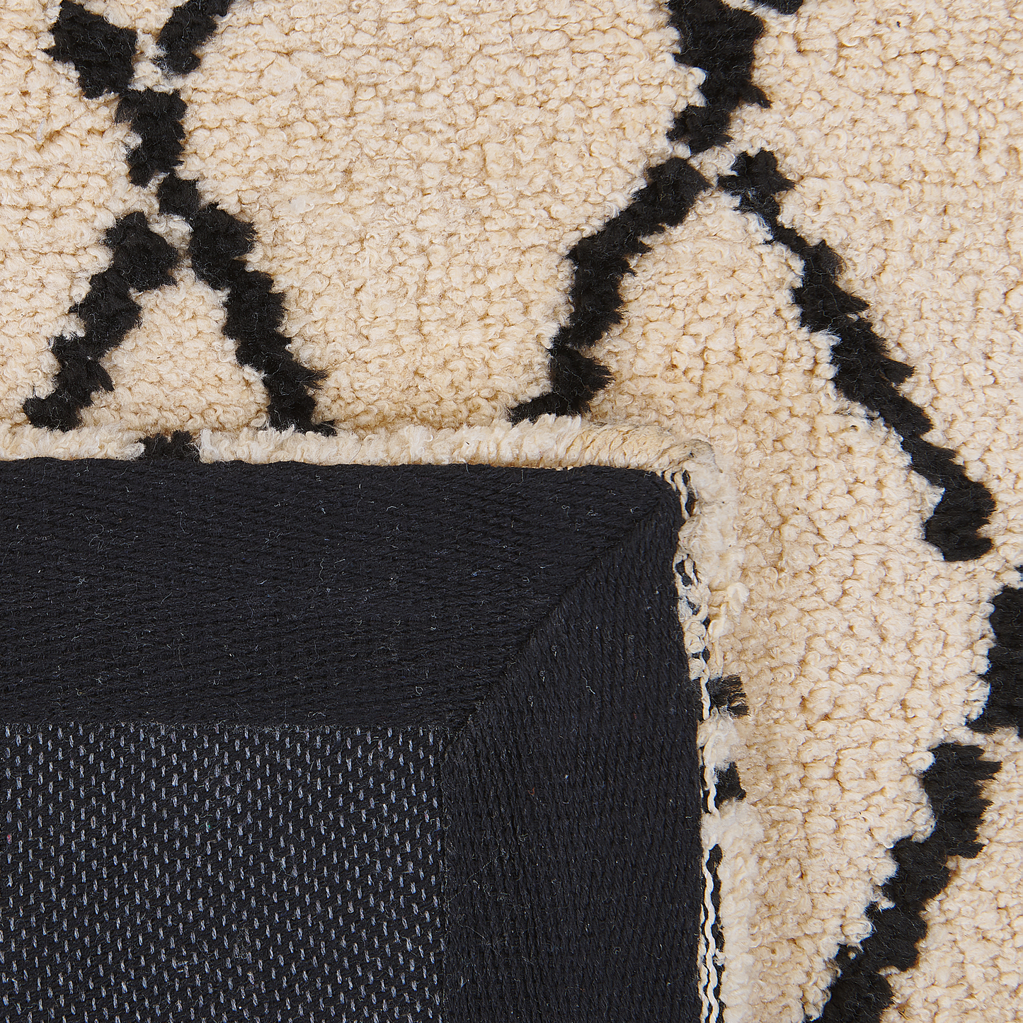 Beige and Black Geometric Area Rug 80 x 150cm Modern Living