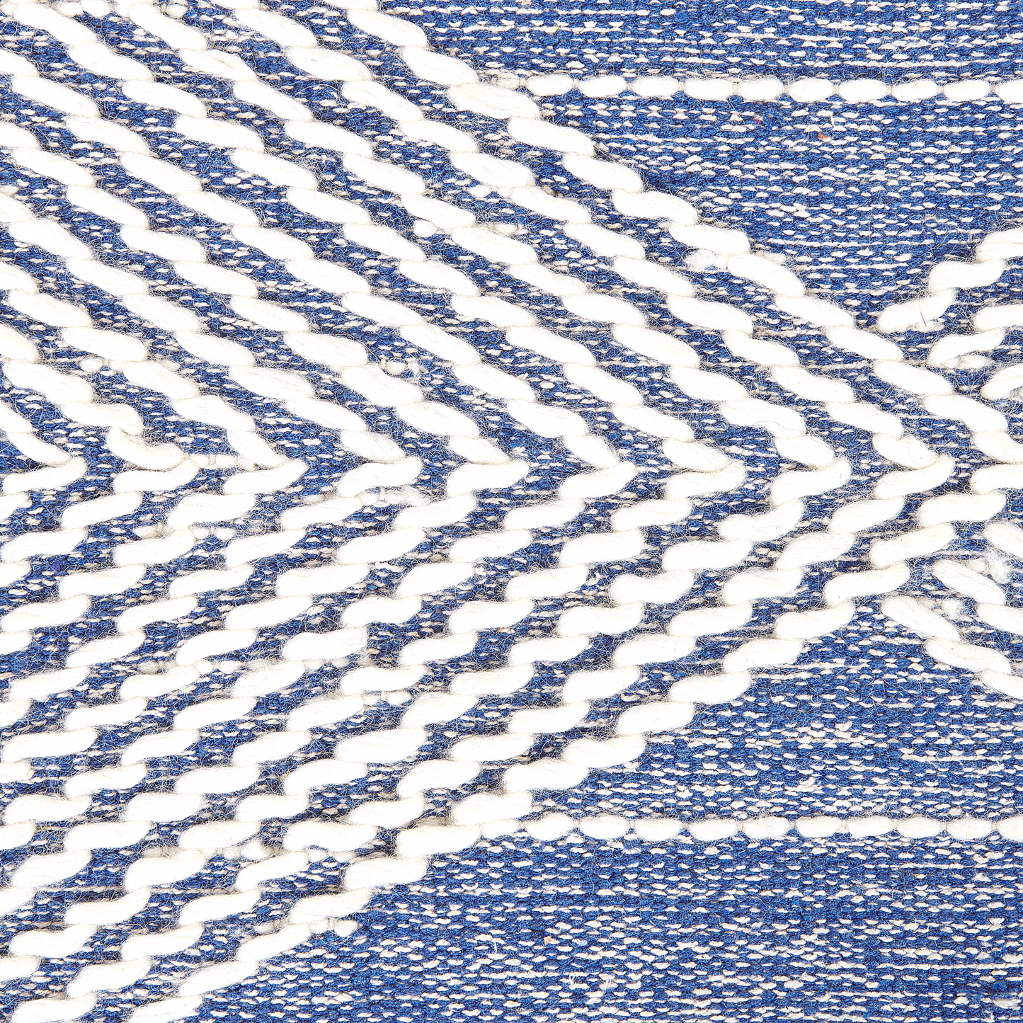 Beige Blue Wool Blend Area Rug 80 x 150 Handwoven Diamonds
