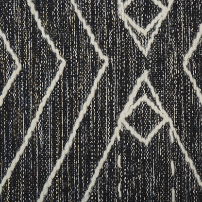 Oriental OffWhiteBlack Geometric Tassel Cotton Wool 160 x 230