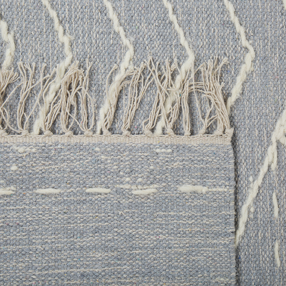 Oriental Geometric Tassel Rug Off White Grey 160 x 230
