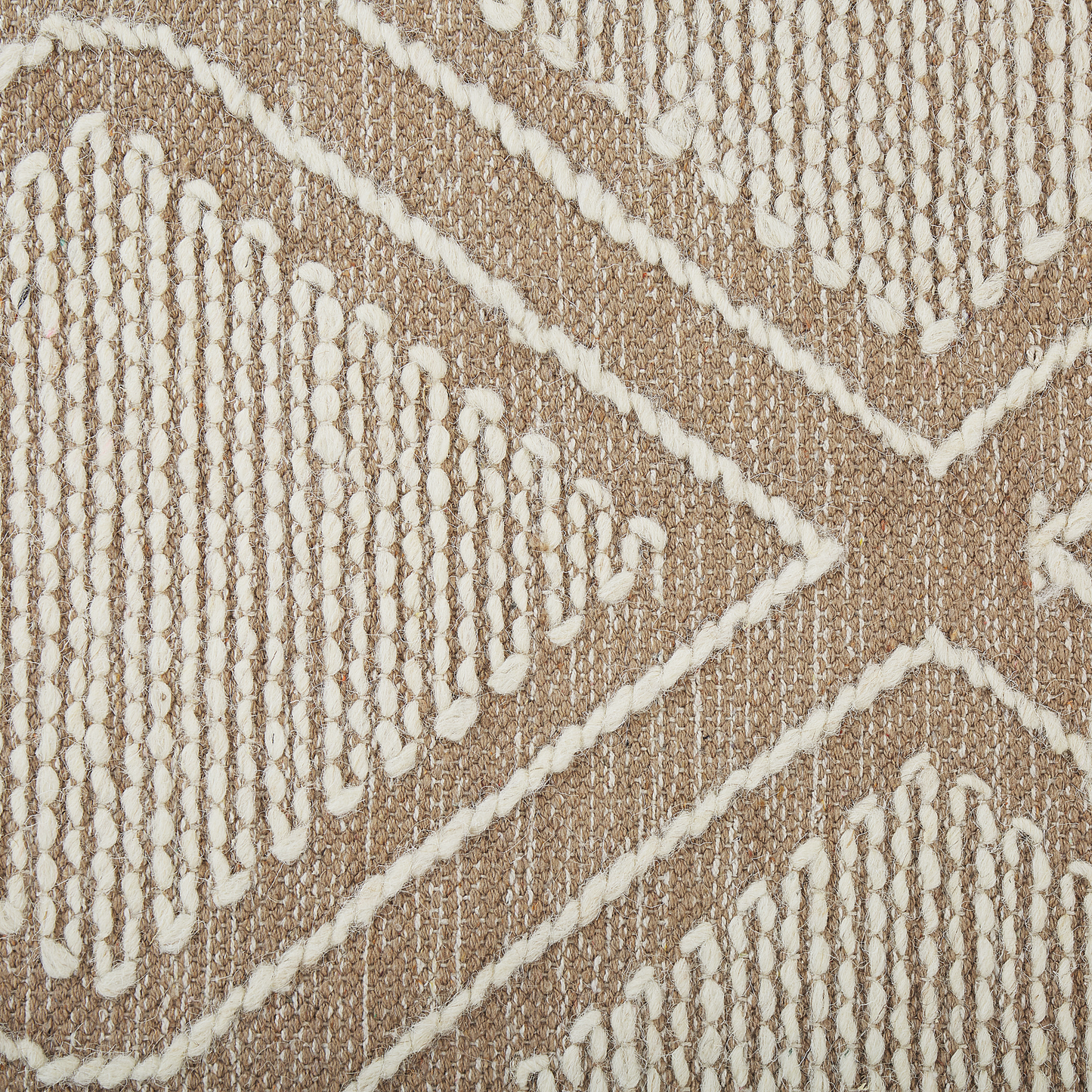 Rugs Off White Beige Cotton Wool Rug 160 x 230cm Geometric Pattern Tassels Oriental
