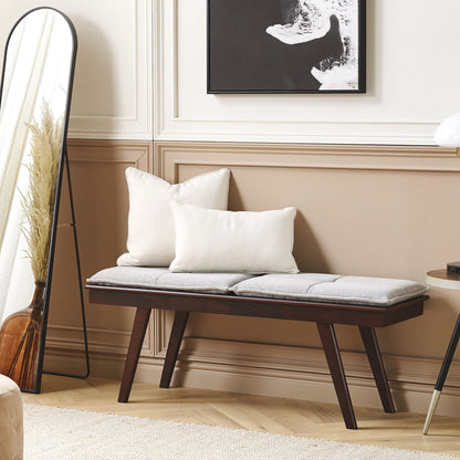 DuraHome Hallway Bench Dark Brown MDF Cushions Rectangular Retro Design