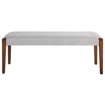 Hallway Bench Dark Wood Grey Upholstered Seat