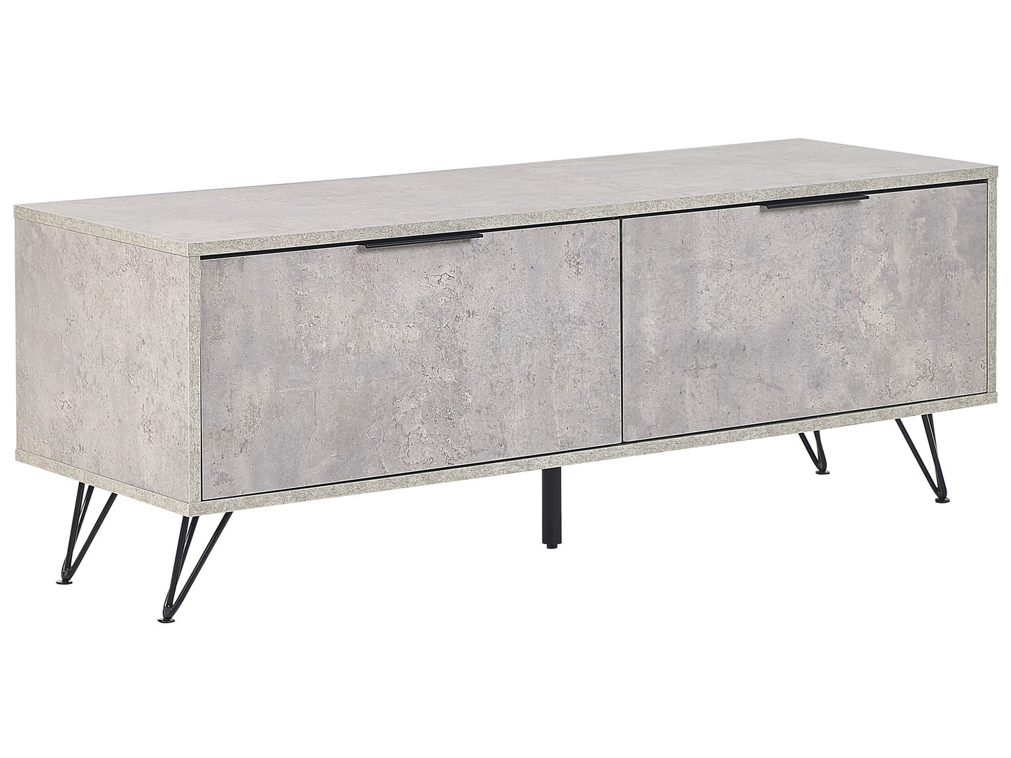 Concrete TV Stand For 55 Inch TV With 2 Cabinets And Cable Management