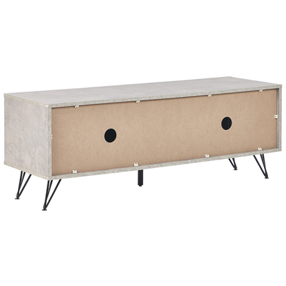 Concrete TV Stand For 55 Inch TV With 2 Cabinets And Cable Management