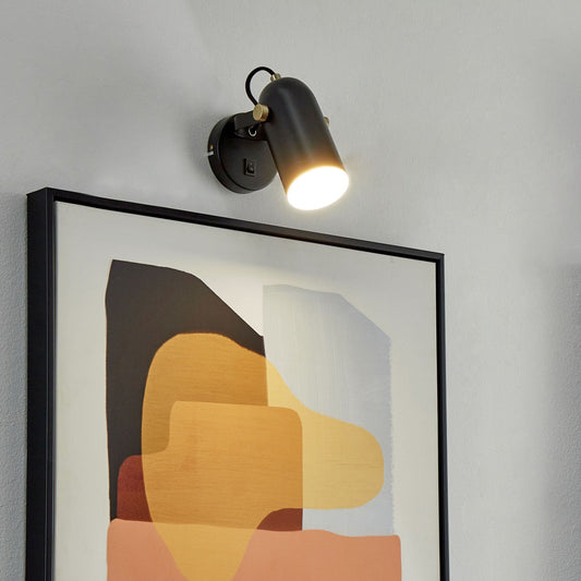 Black Wall Lamps Set Of 2 17cm Adjustable Spotlight