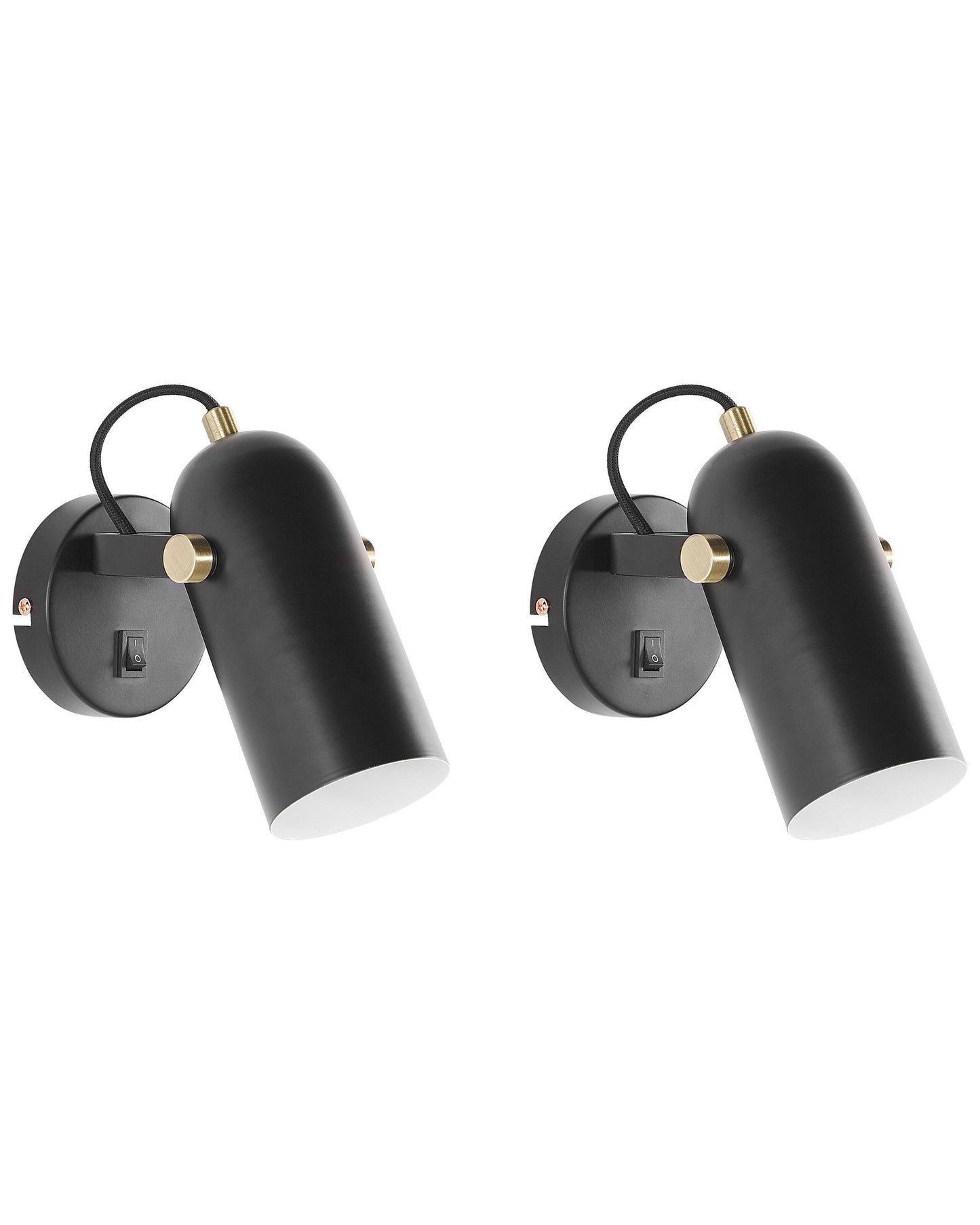 Black Wall Lamps Set Of 2 17cm Adjustable Spotlight