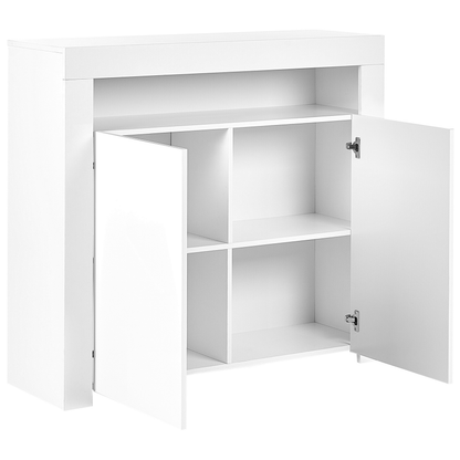 CasaNova White 2 Door Sideboard With LED Lighting And 4 Shelves