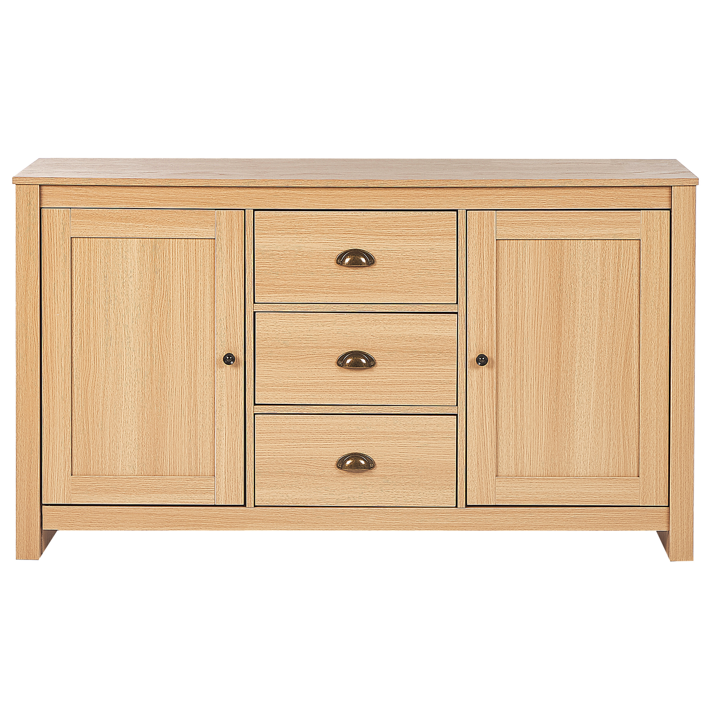 Light Brown 2 Door Sideboard With 3 Drawers Traditional Style Storage Particle Board