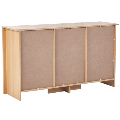 Light Brown 2 Door Sideboard With 3 Drawers Traditional Style Storage Particle Board