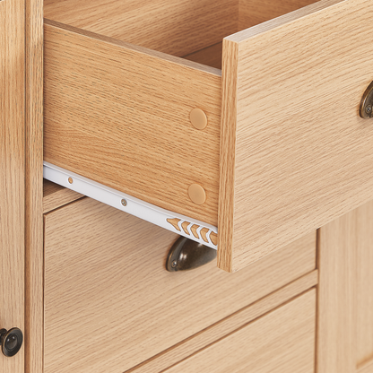 Light Brown 2 Door Sideboard With 3 Drawers Traditional Style Storage Particle Board