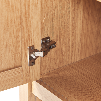 Light Brown 2 Door Sideboard With 3 Drawers Traditional Style Storage Particle Board