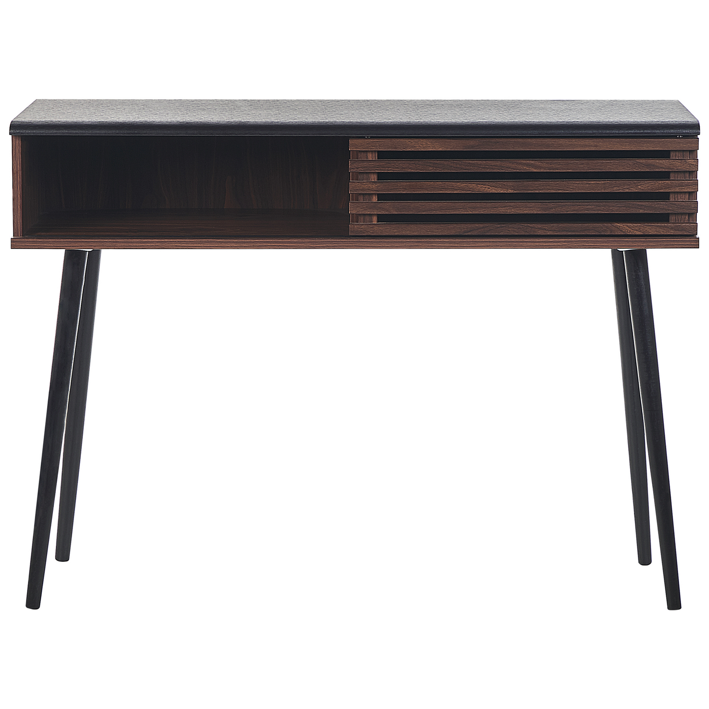 Console Table 110 x 40cm Dark Brown Rustic Sliding Door Cabinet