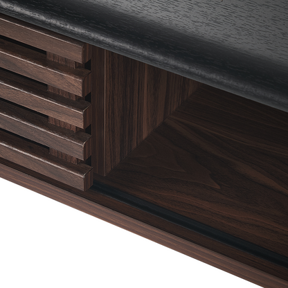 Console Table 110 x 40cm Dark Brown Rustic Sliding Door Cabinet