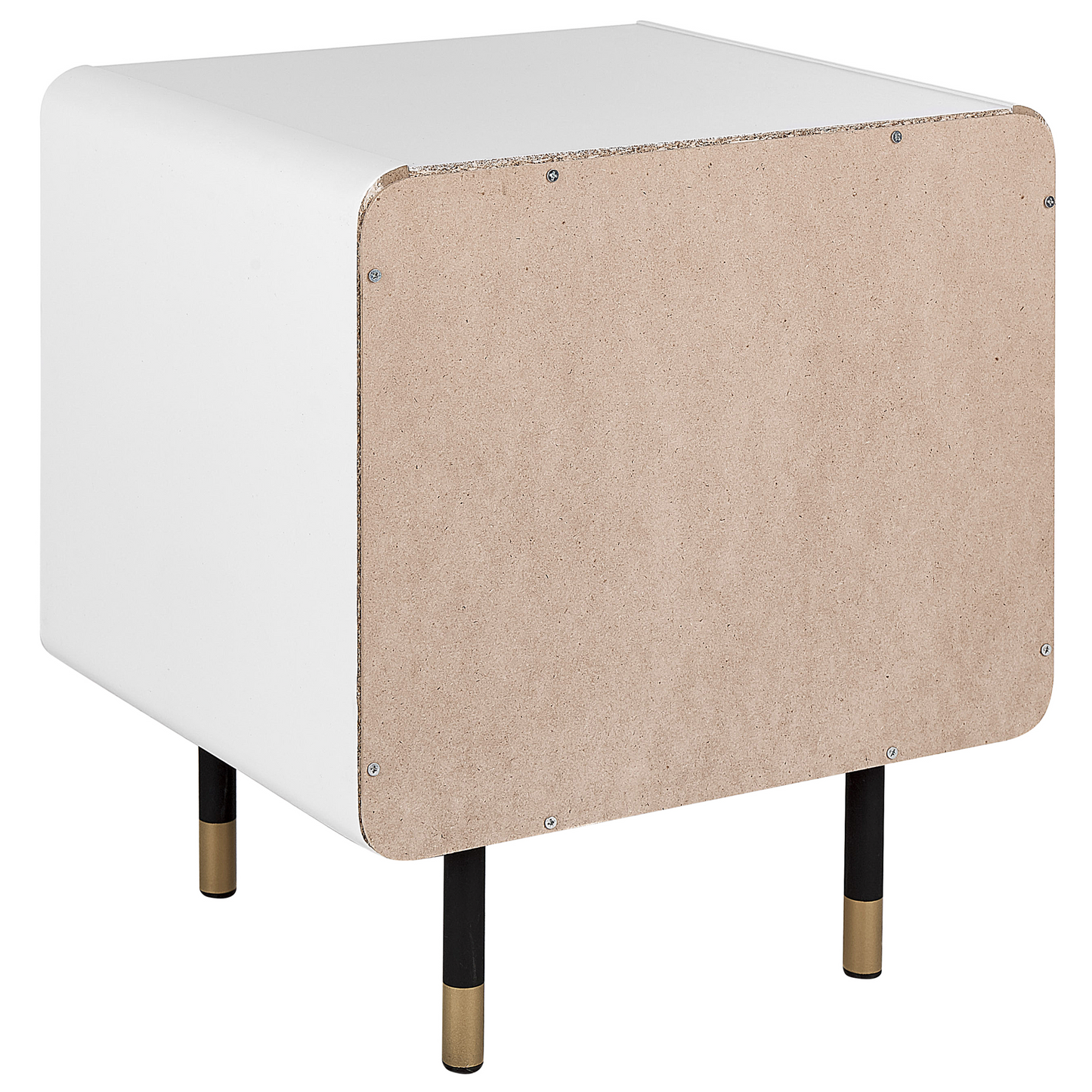 White Finish Bedside Table Modern 50 x 40 x 45cm Rustic Slatted Doors Cabinet