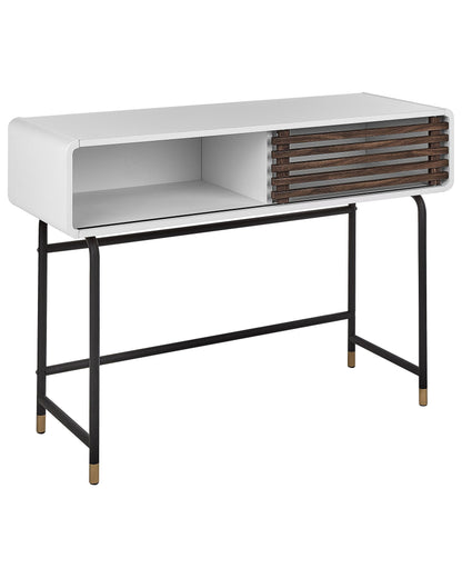 Console Table White Finish 104 x 40cm Rustic Sliding Doors