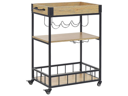BrandName Kitchen Trolley Light Brown Metal Cart With Wine Rack