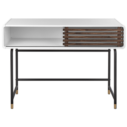 Console Table White Finish 104 x 40cm Rustic Sliding Doors