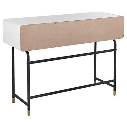Console Table White Finish 104 x 40cm Rustic Sliding Doors
