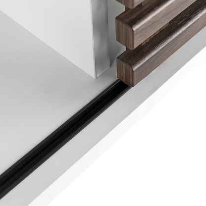 Console Table White Finish 104 x 40cm Rustic Sliding Doors
