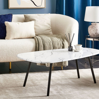 NovaHome White Coffee Table With Black MDF Iron Legs 110x60