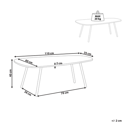 NovaHome White Coffee Table With Black MDF Iron Legs 110x60