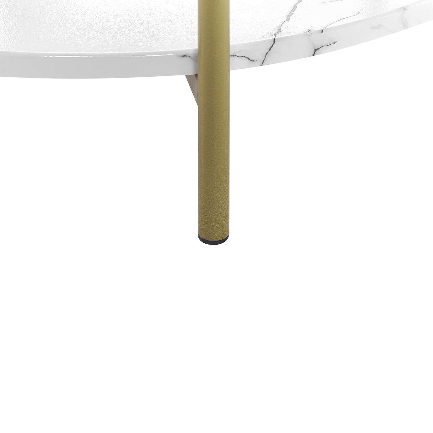 GlamourHome White Coffee Table Marble Top 60cm Gold Frame With Shelf