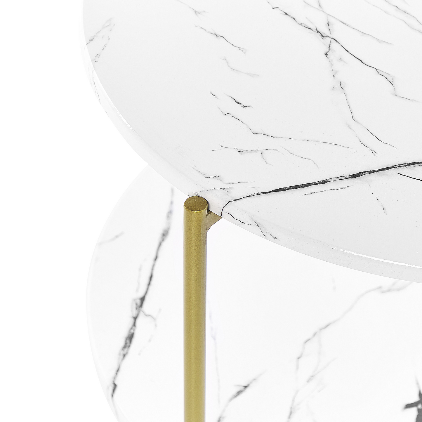 Glamour Home White And Gold Side Table MDF Iron 40cm With Shelf