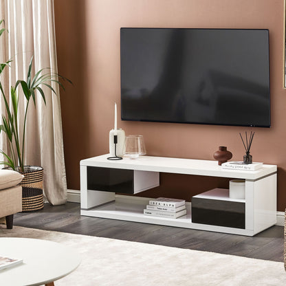 Brand TV Stand White And Black High Gloss MDF With 2 Drawers