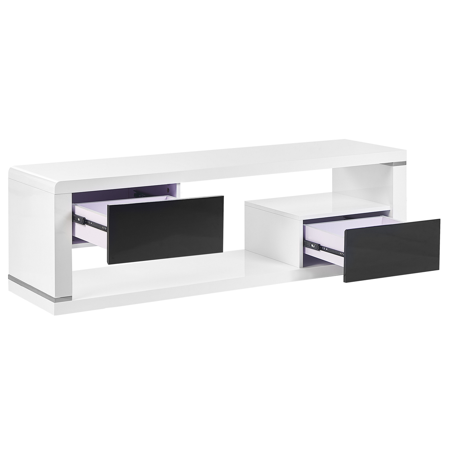 Brand TV Stand White And Black High Gloss MDF With 2 Drawers