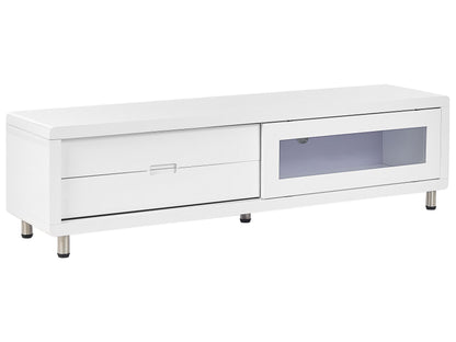 NovaCasa TV Stand White High Gloss Sliding Door 2 Drawers