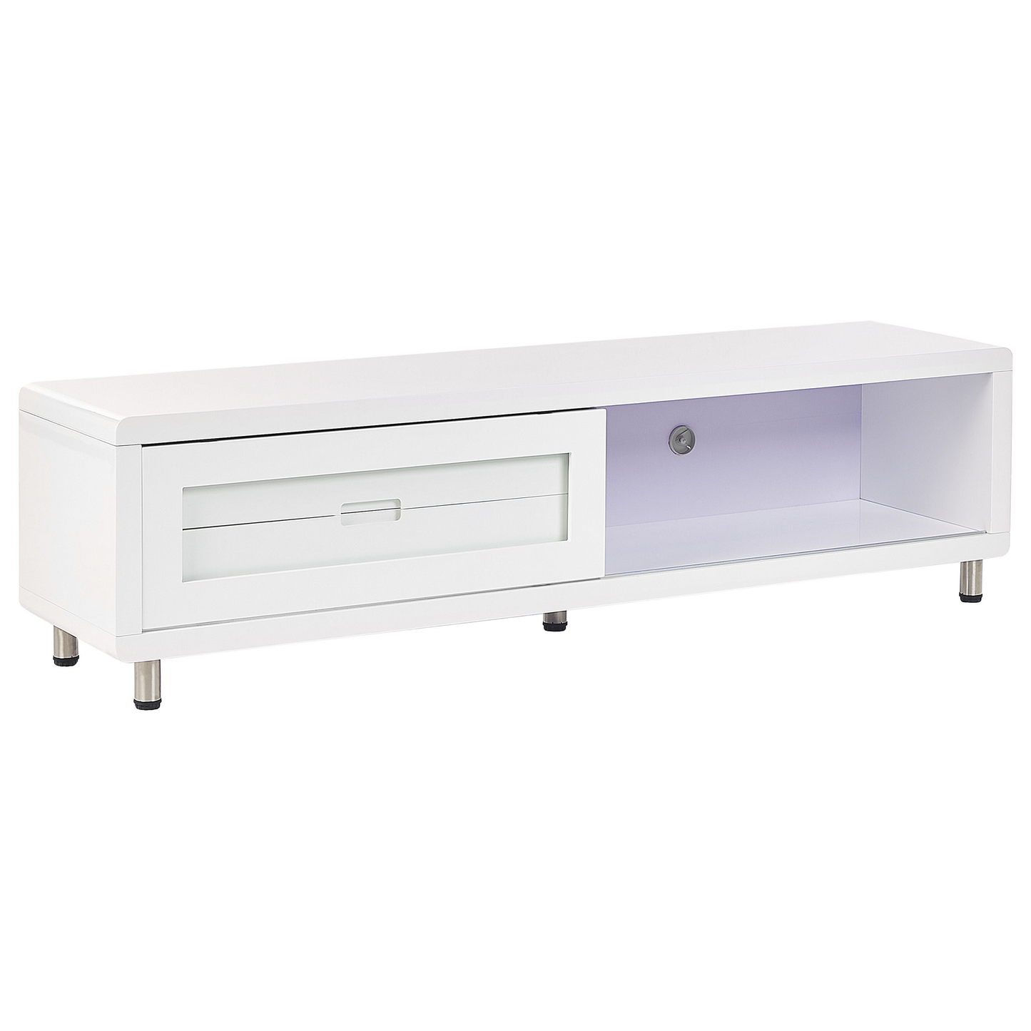 NovaCasa TV Stand White High Gloss Sliding Door 2 Drawers