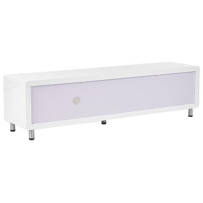 NovaCasa TV Stand White High Gloss Sliding Door 2 Drawers