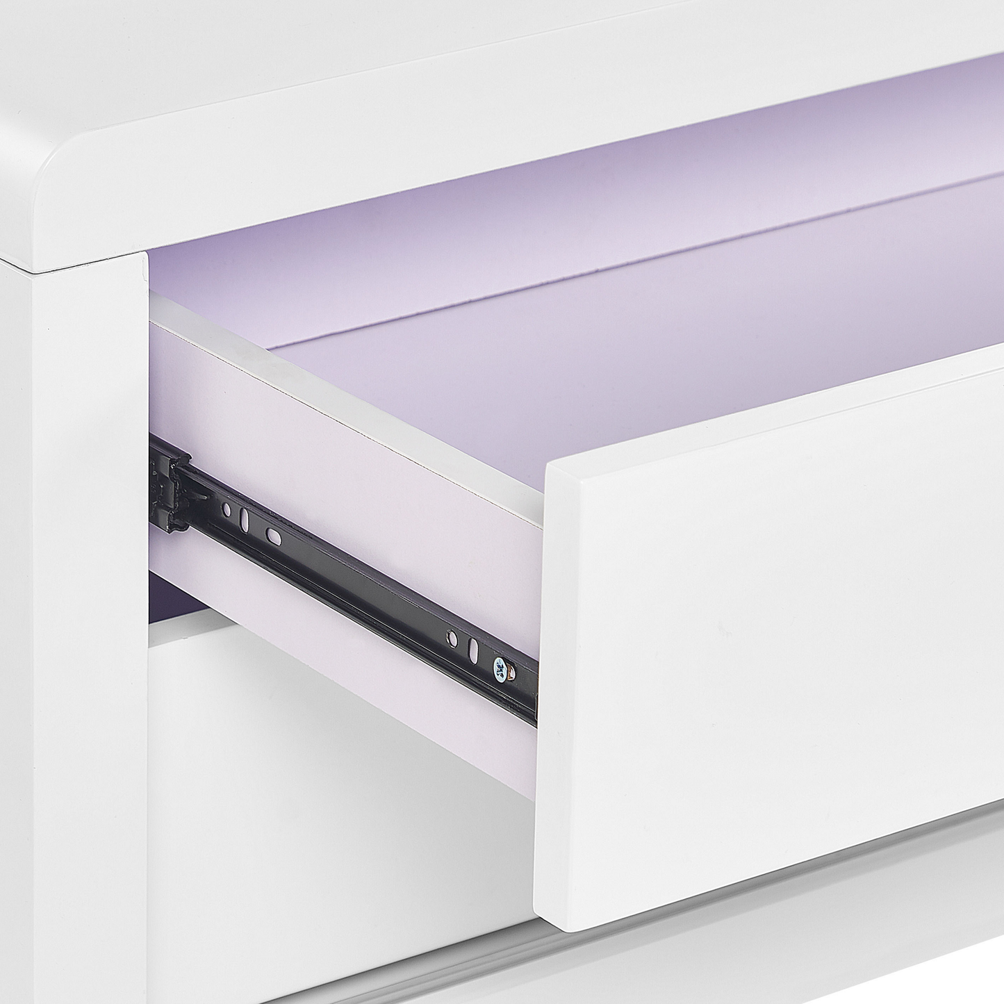NovaCasa TV Stand White High Gloss Sliding Door 2 Drawers