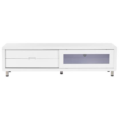 NovaCasa TV Stand White High Gloss Sliding Door 2 Drawers