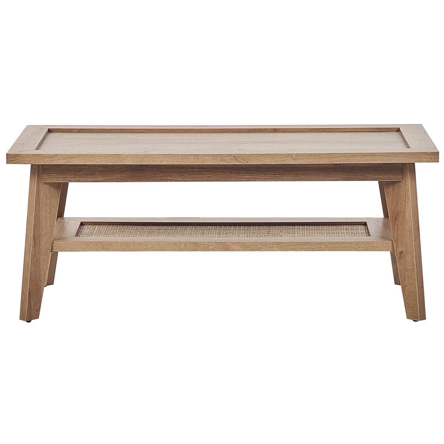 Rustic 100 x 50 Coffee Table Engineered Wood And Rattan Shelf
